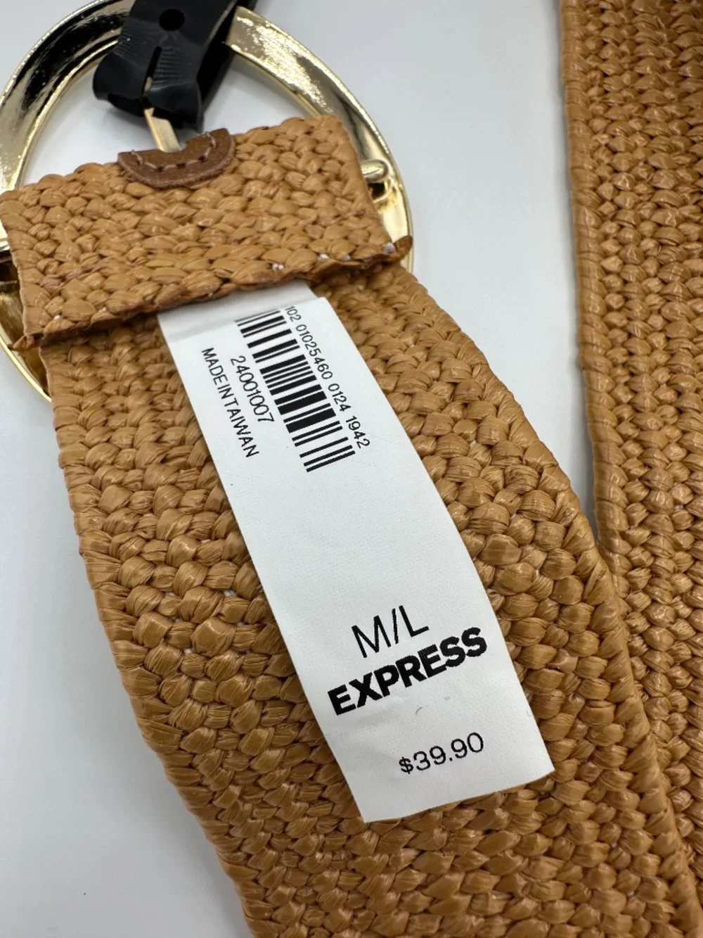 Express Tan Braided Belt with Gold Buckle